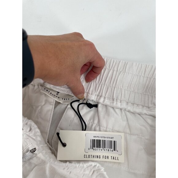NWT American Tall Womens Medium T Pull On Linen Blend Jogger Pants White Chic - Picture 4 of 9